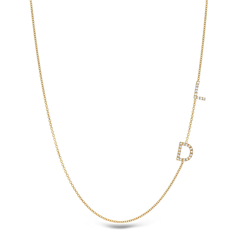 Off Centered Diamond Initial Necklace